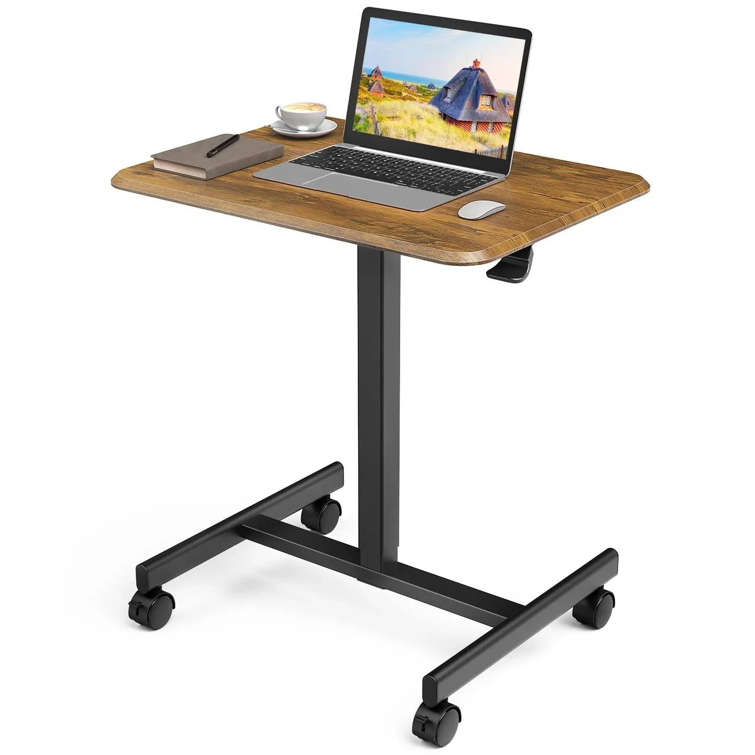 Smug Mobile Rolling Laptop Cart Pneumatic Adjustable Height from 28 to 33 Sit ...