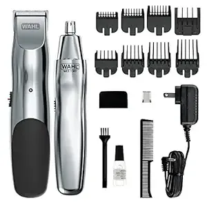 Wahl 5622 Groomsman Rechargeable Beard, Mustache, Hair & Nose Hair Trimmer for Detailing & Grooming, Black Rechargeable Trimmer