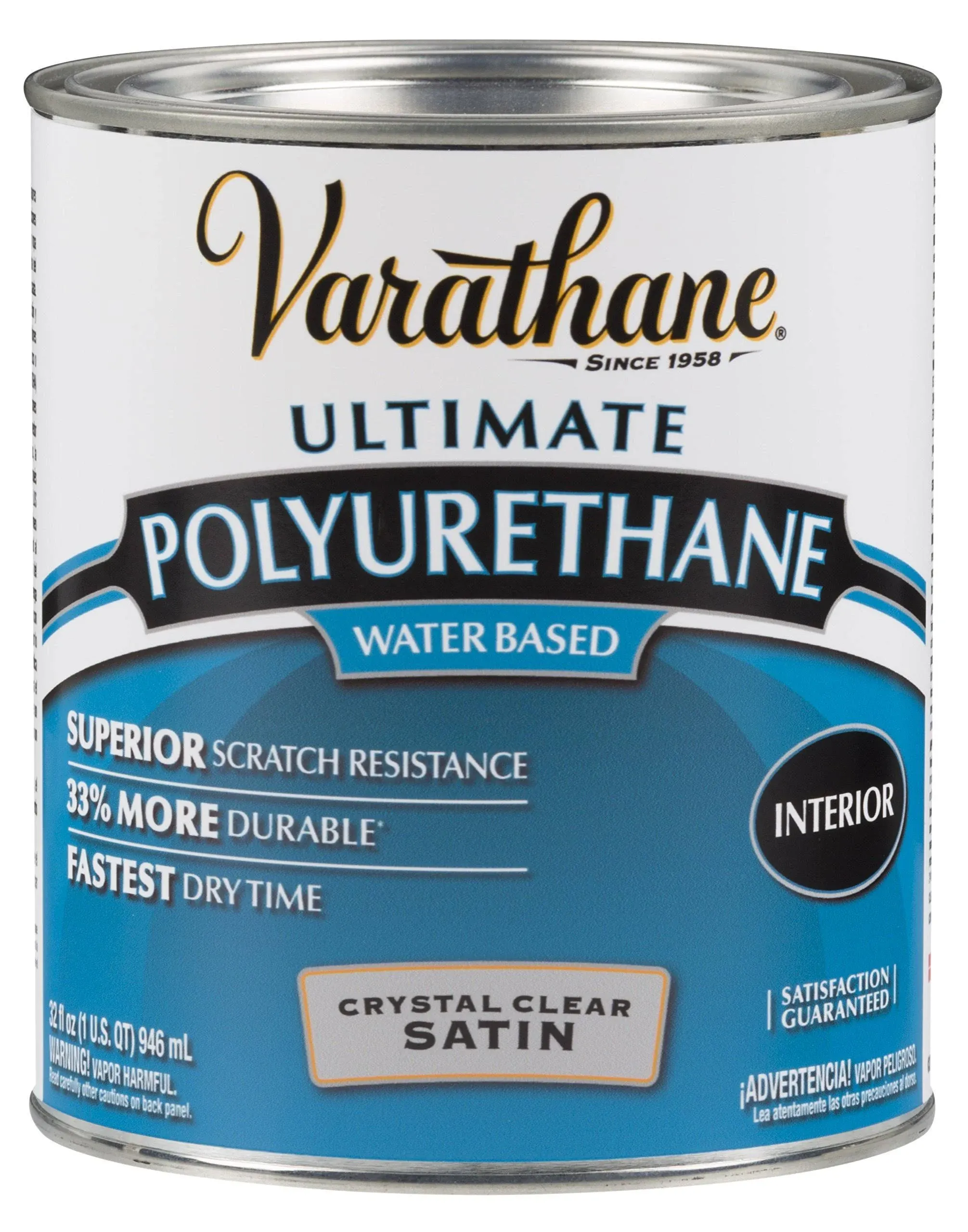 Varathane Interior Polyurethane, Satin - 1 qt can