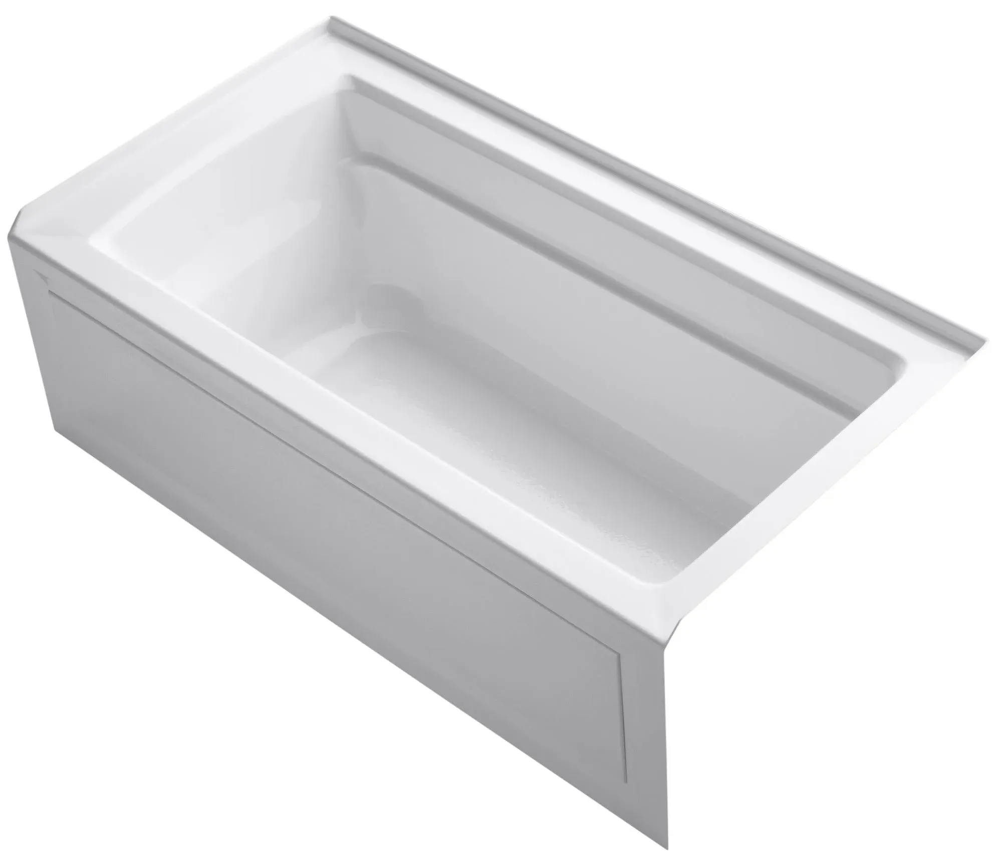 KOHLER K-1123-RA-0 Archer 60" X 32" Alcove Bath with Integral Apron, Integral ...