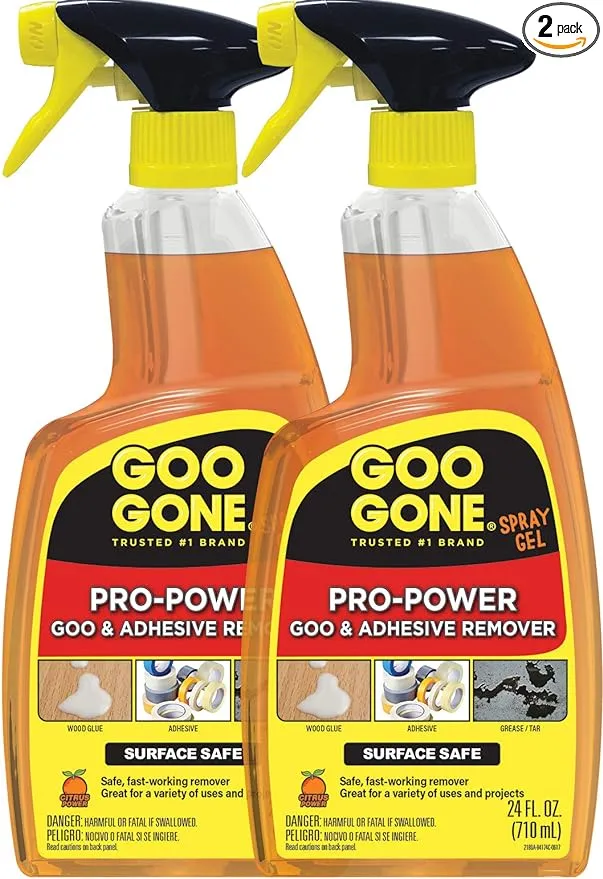 Goo Gone Pro-Power Spray Gel Adhesive Remover - 24 Ounce (2 Pack) - Surface Safe, Great Cleaner, No Harsh Odors, Removes Stickers, Can Be used On