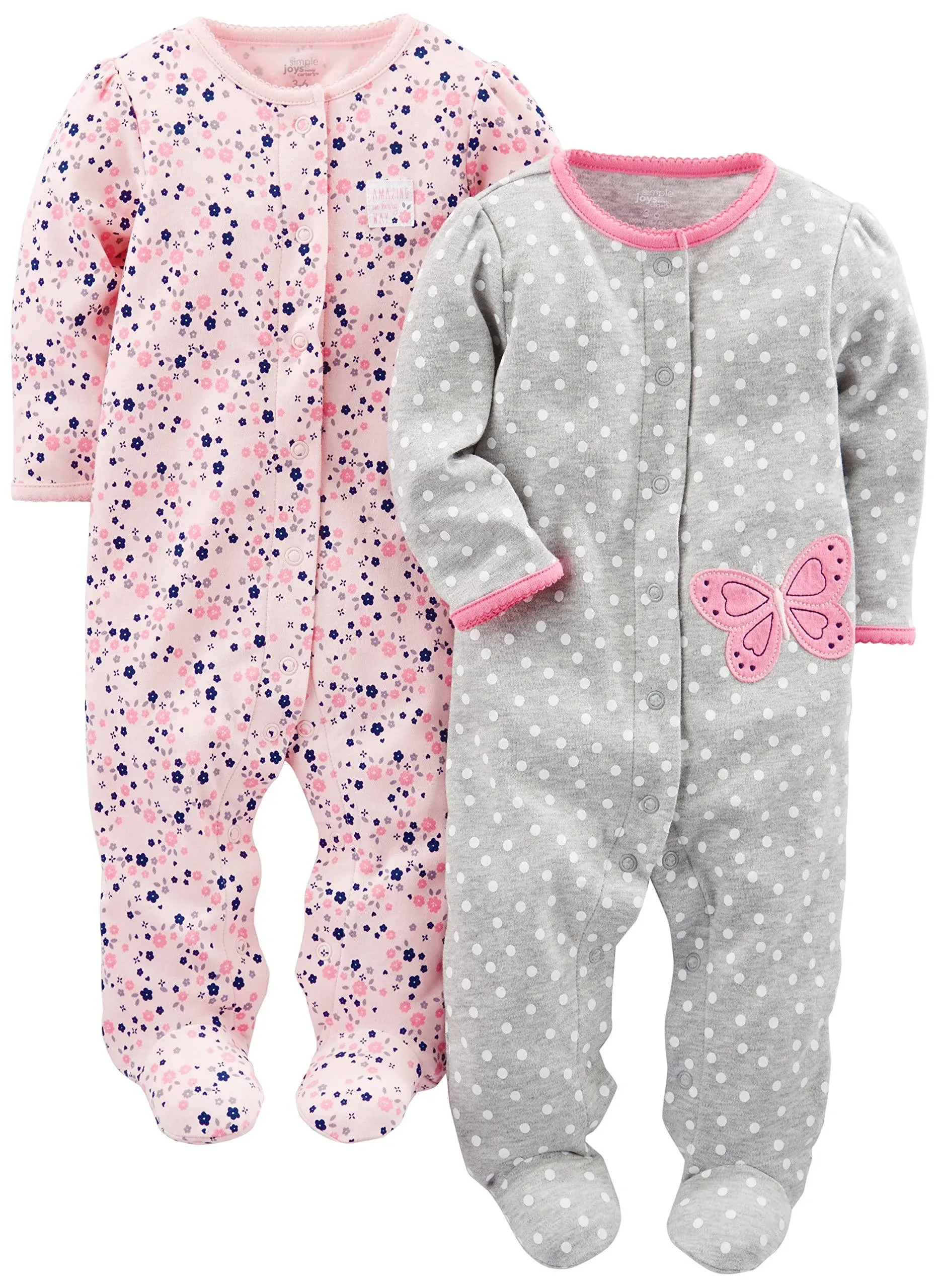 Simple Joys by Carter's Baby Girls' 2-Pack Cotton Footed Sleep and Play