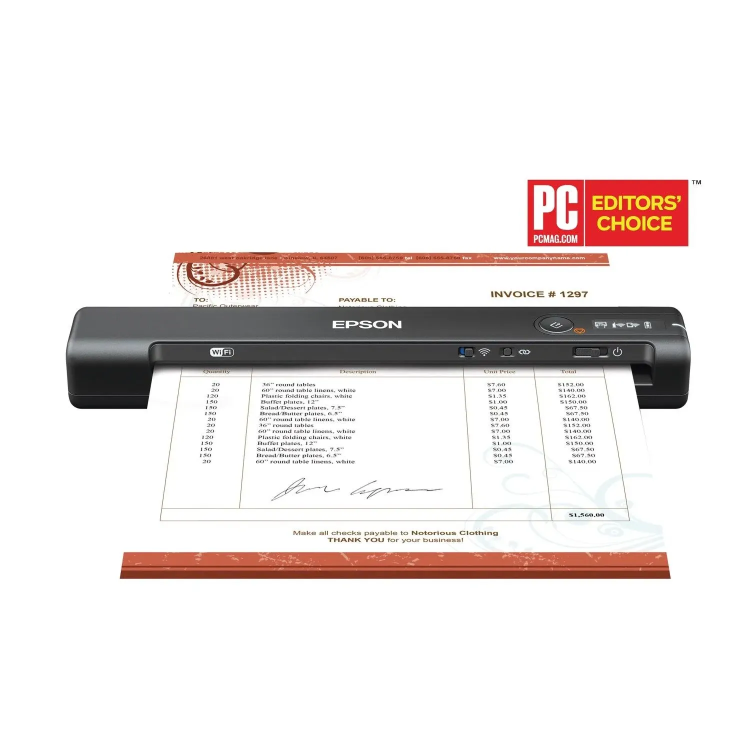 Epson WorkForce ES-60W Wireless Portable Document Scanner