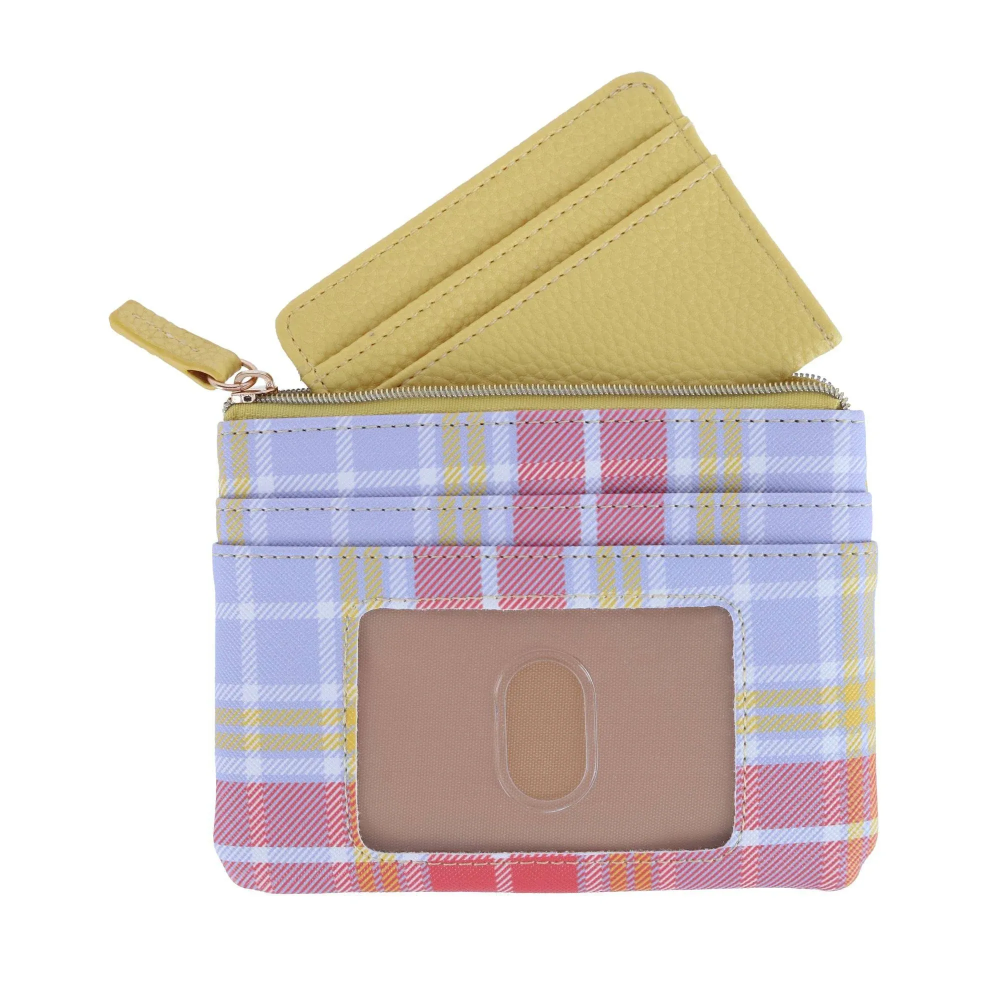 Julia Buxton Summer Plaid RFID-Blocking Large ID Coin Case, Yellow