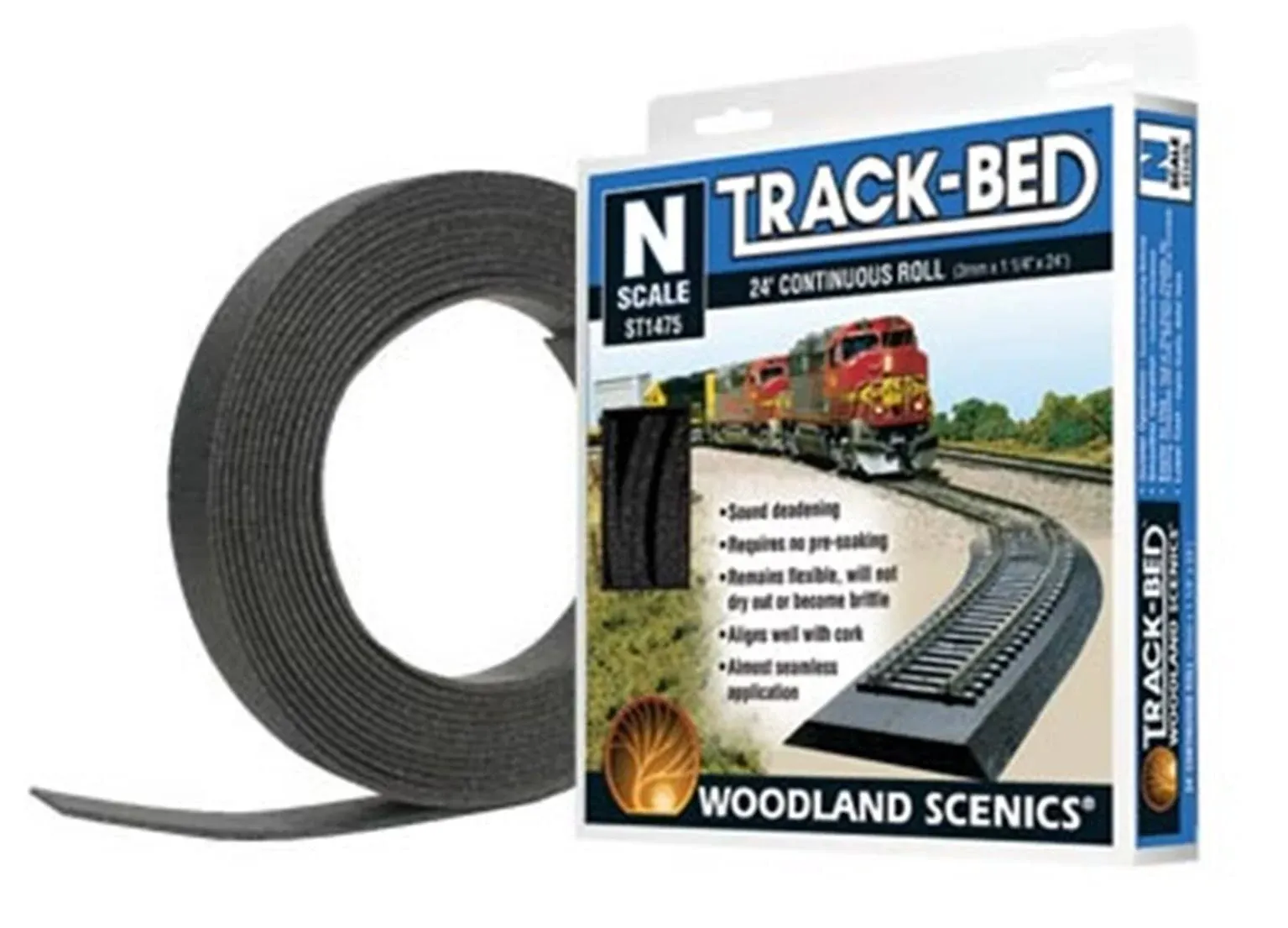 Woodland Scenics ST1475 N 1/8" x 1 1/4" x 24\' Track-Bed Roll