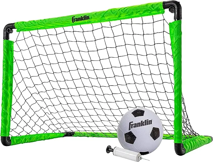 Franklin Sports Kids Mini Soccer Goal Set - Backyard/Indoor Mini Net + Ball Set with Pump - Portable Folding Youth Soccer Goal Set - 36" x 24"