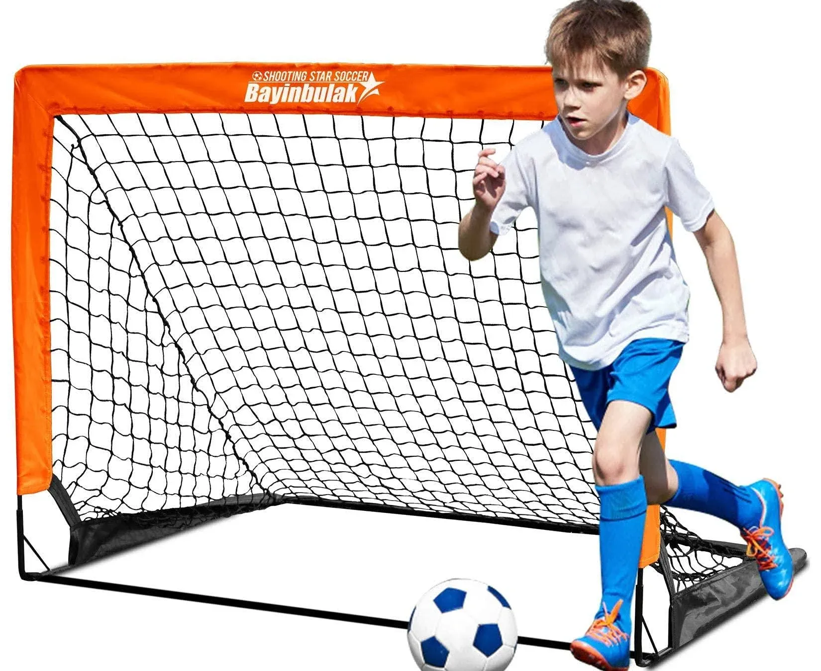 Franklin Sports Blackhawk Soccer Goal - Pop Up Backyard Soccer Nets - Foldable Indoor + Outdoor Soccer Goals - Portable Adult + Kids Soccer Goal - 4'