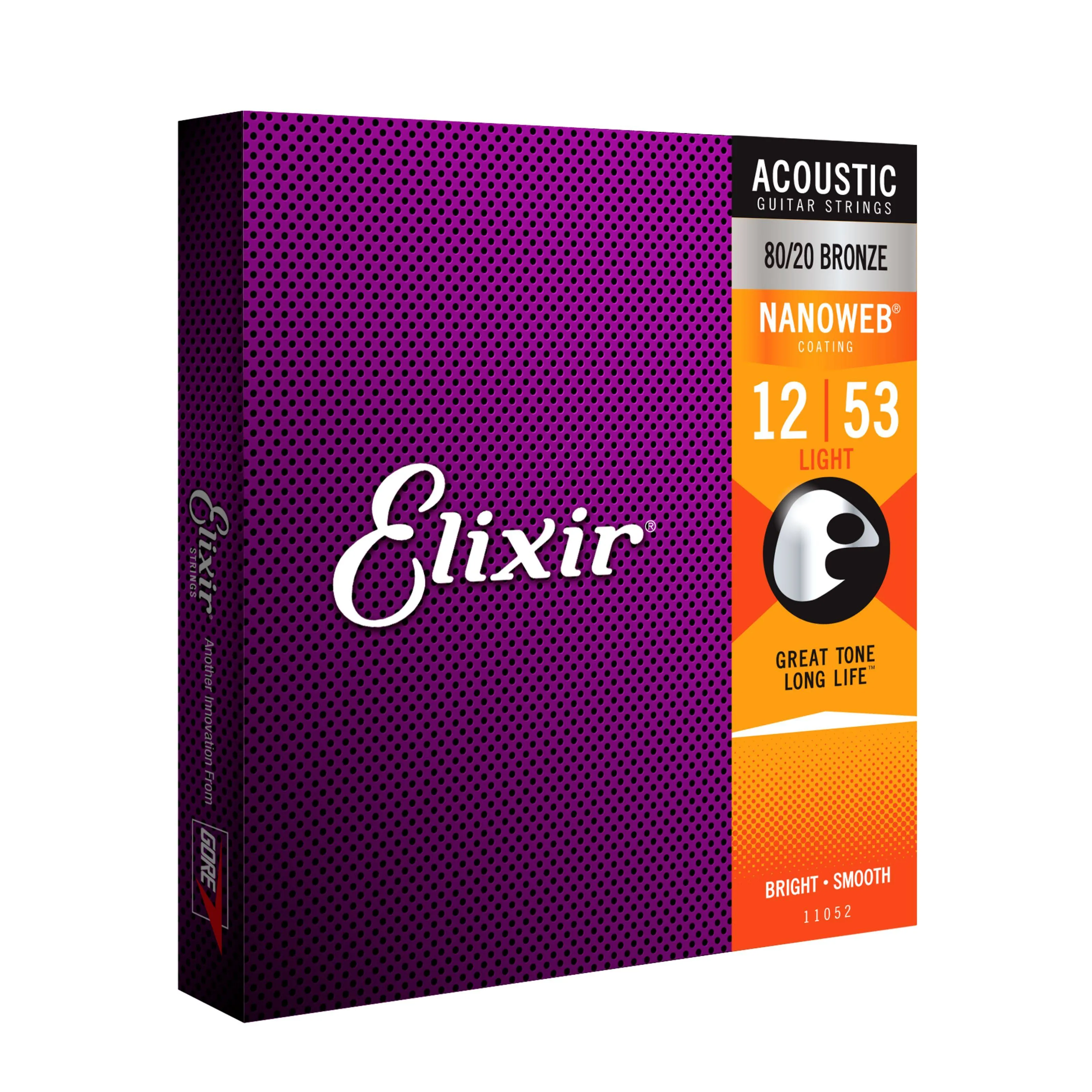 Elixir 80/20 Bronze Acoustic Guitar Strings Nanoweb