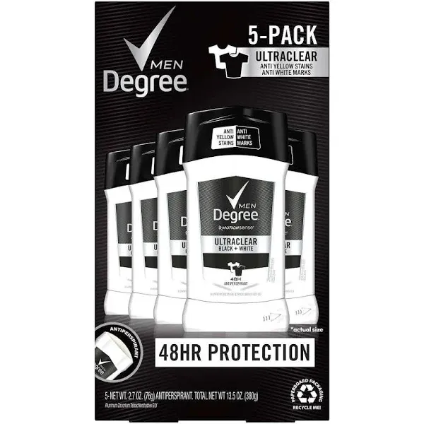 Degree Men UltraClear+ Antiperspirant Deodorant Black & White 2.7 oz 5-Count