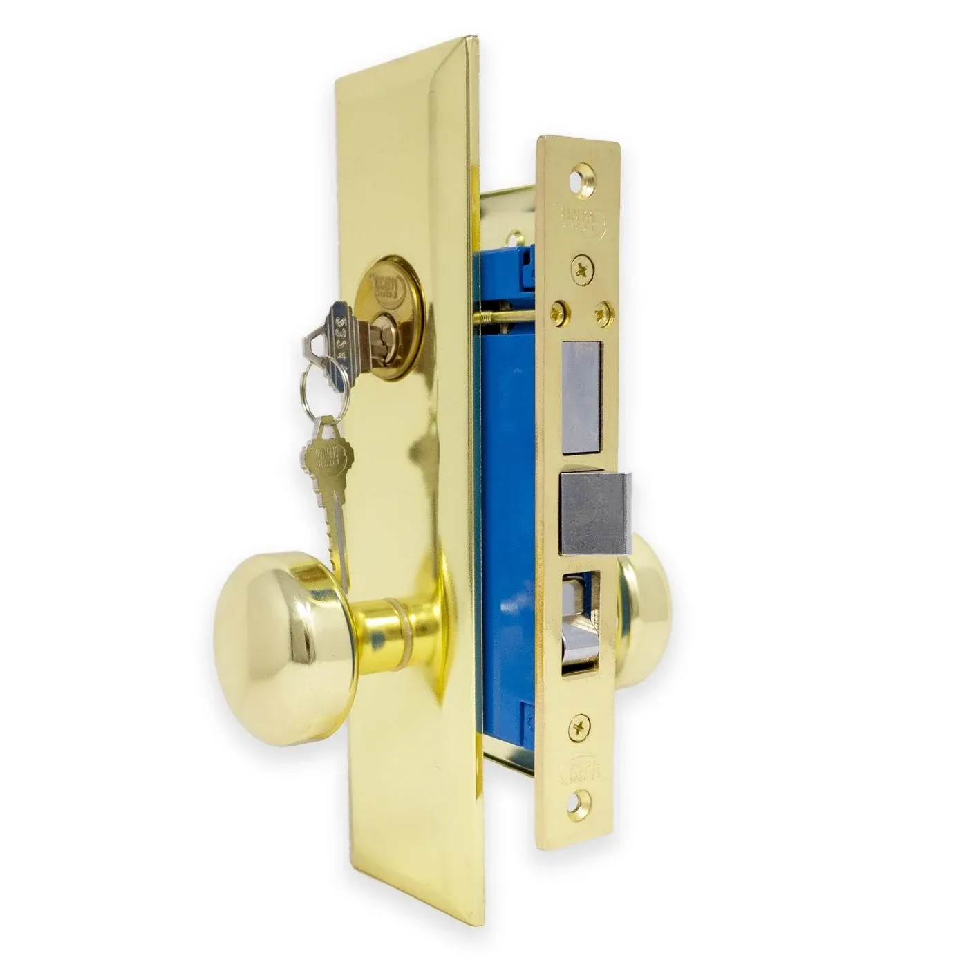 Brass Mortise Entry Gate Right Hand Door Lock Set with 2.5 in. Backset and 2 SC1 Keys