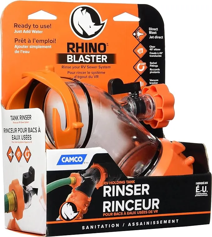 Camco Rhino Blaster RV Sewer Fitting - Backflow Preventer - Multicolor, Polycarbonate (39082)