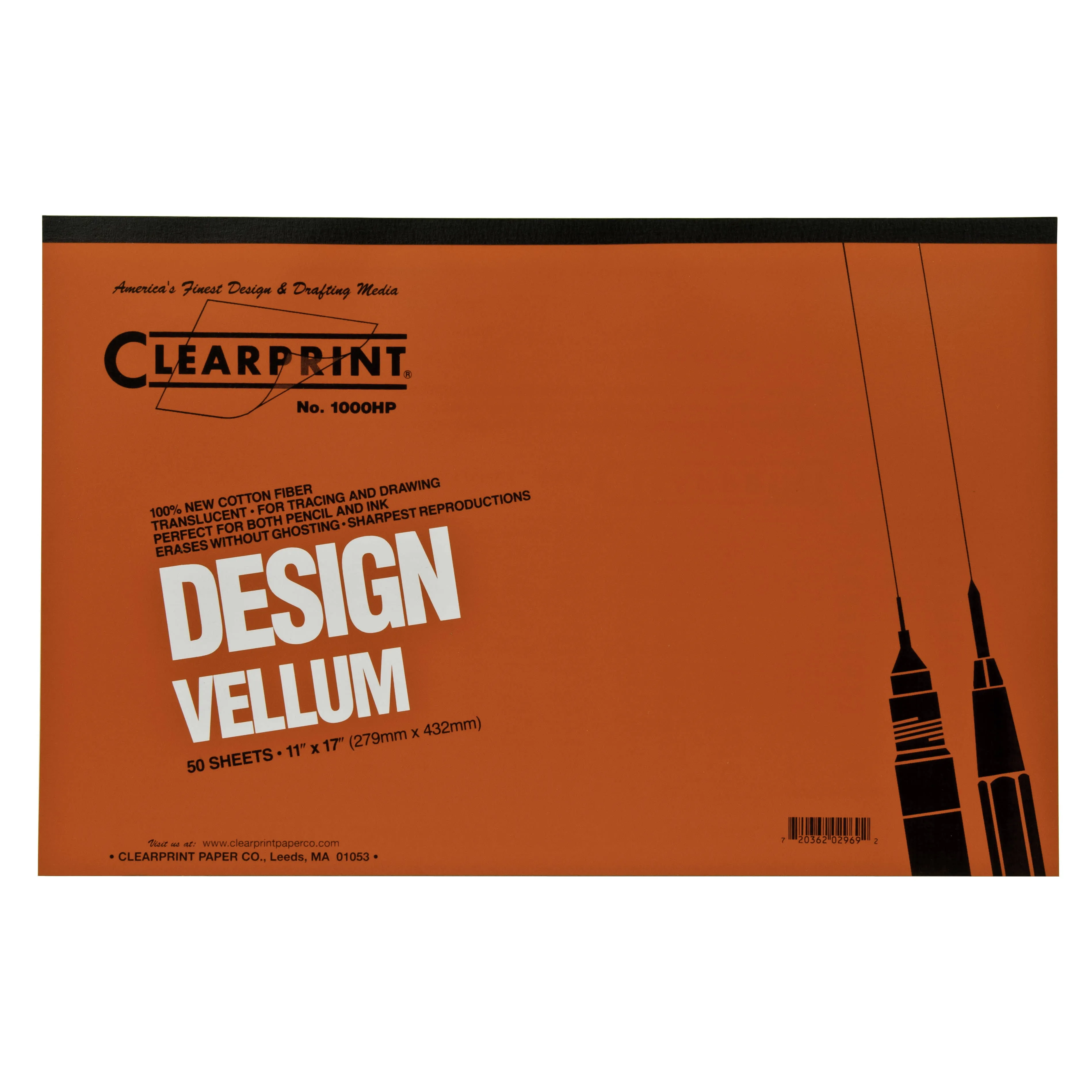 Chartpak Design Vellum Paper, 16lb, White, 11 x 17, 50 Sheets/Pad - CHA10001416