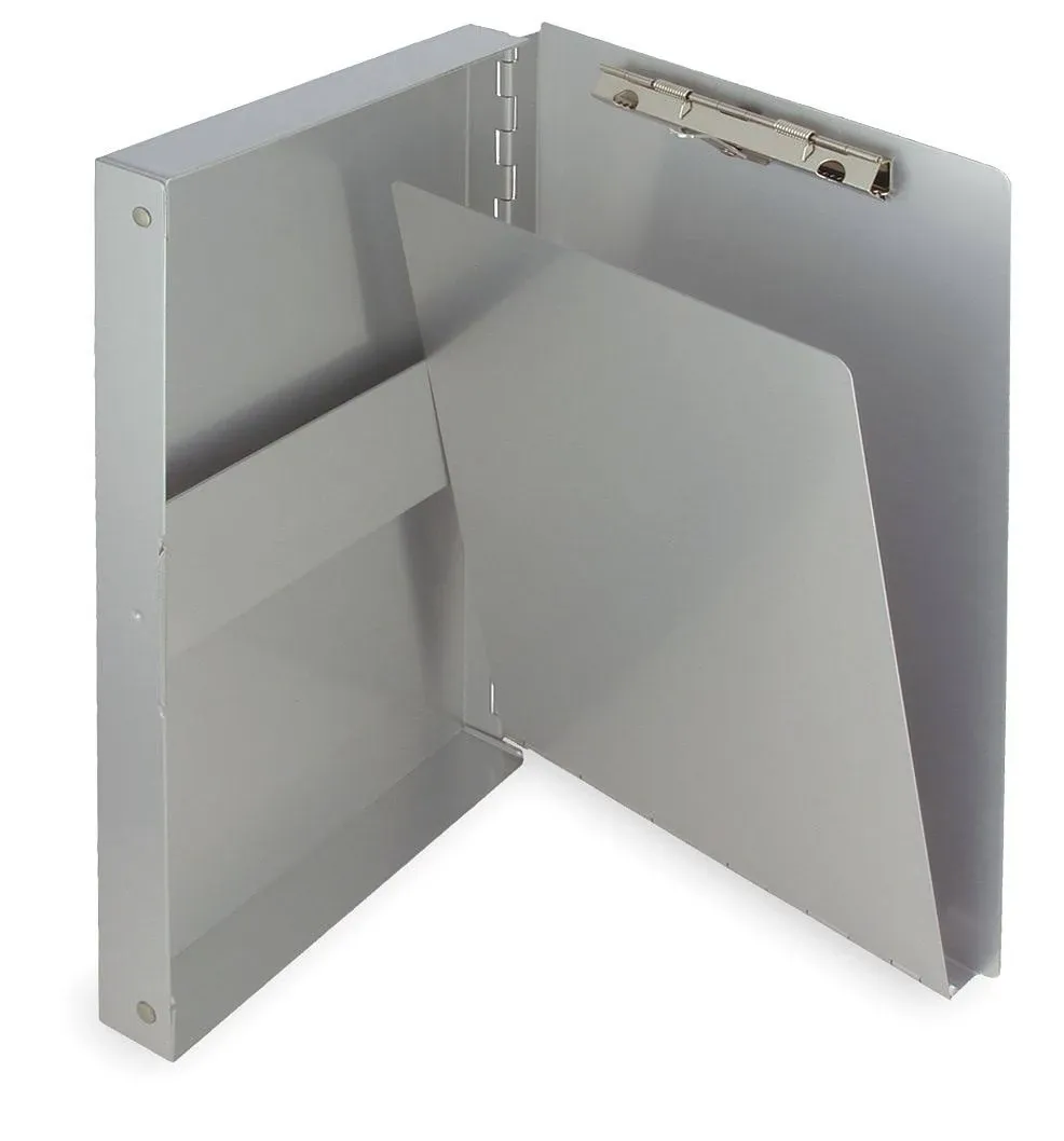 Saunders 10507 Snapak 3/8&quot; Capacity 9 1/2&quot; x 5 11/16&quot; Silver Recycled Aluminum Side-Open Form Holder Clipboard