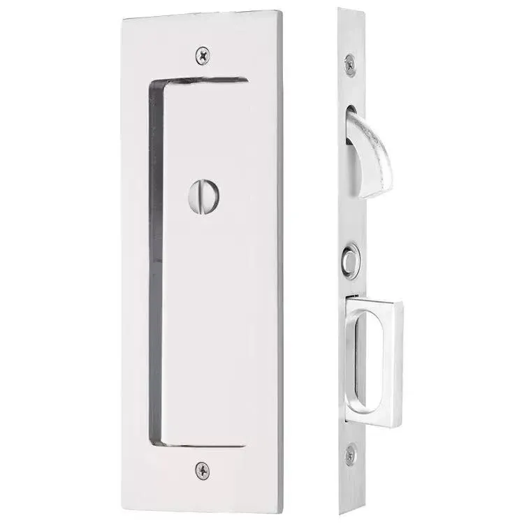 Mortise Pocket Door Hardware Collection - Modern Rectangular Privacy Pocket Door Mortise Lock in Polished Chrome by Emtek Hardware