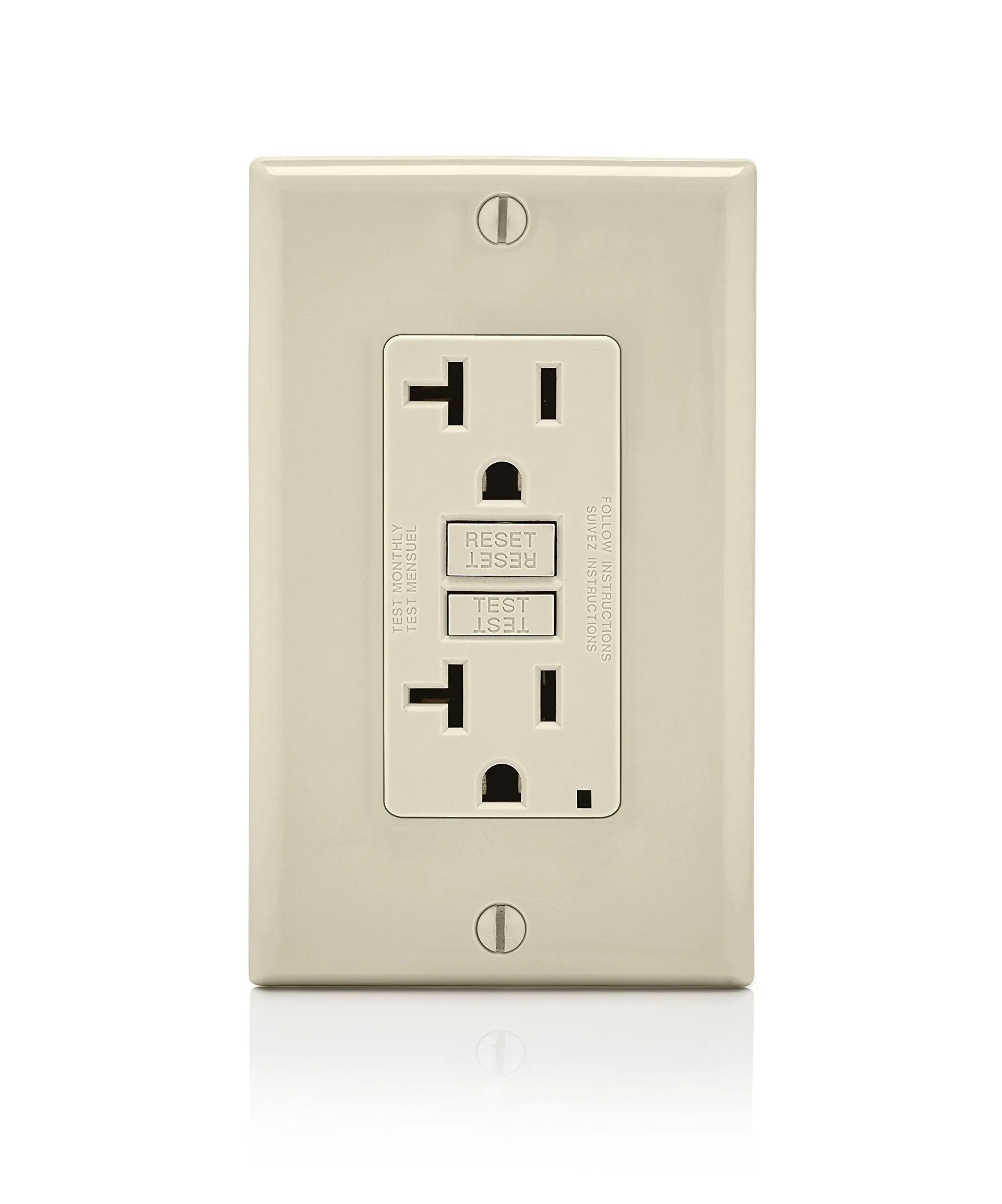 Leviton GFNT2-T 20A Slim GFCI 125V Receptacle Light Almond