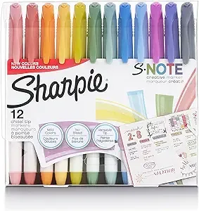 Sharpie S-Note Creative Markers Chisel Tip Assorted Colors 12/Pack