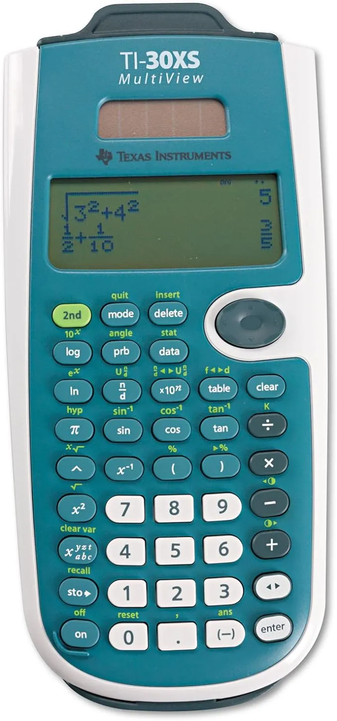 Calculadora científica Texas Instruments TI-30XS MultiView, alimentada por batería, azul y blanco