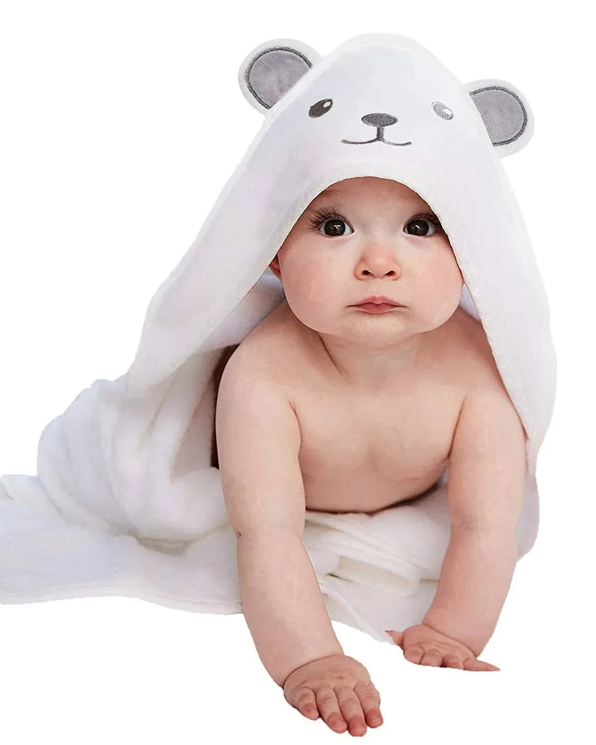 Hiphop Panda Hooded Towel - Rayon Made from Bamboo, Bath Towel with Bear Ears for Newborn, Babie, Toddler, Infant - Absorbent Large Baby Towel -