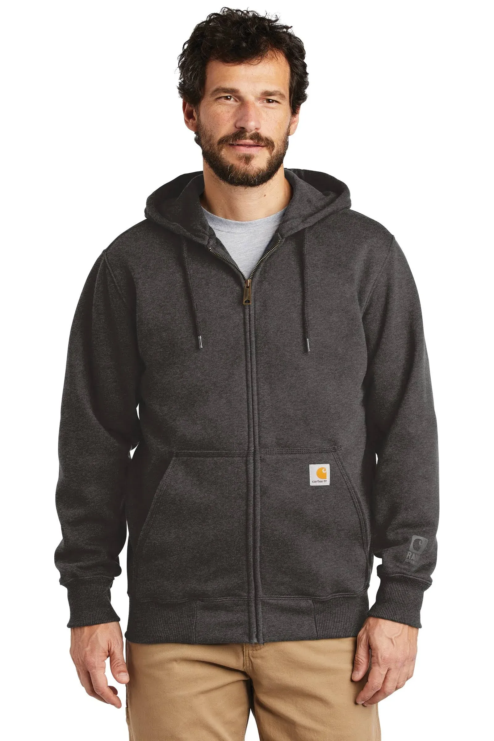 Carhartt Rain Defender Paxton Heavyweight Hooded Zip-Front Sweatshirt (Carbon Heather) 2XL