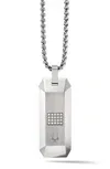 Stainless Steel Precisionist Diamond Pendant Necklace In Silver-tone