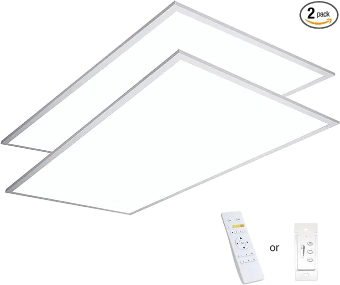 2 ft.x4 ft. 6500 Lumen 600W Equivalent White Dimmable Color Changing CCT Integrated LED Flat Panel Light Troffer(2-Pack)