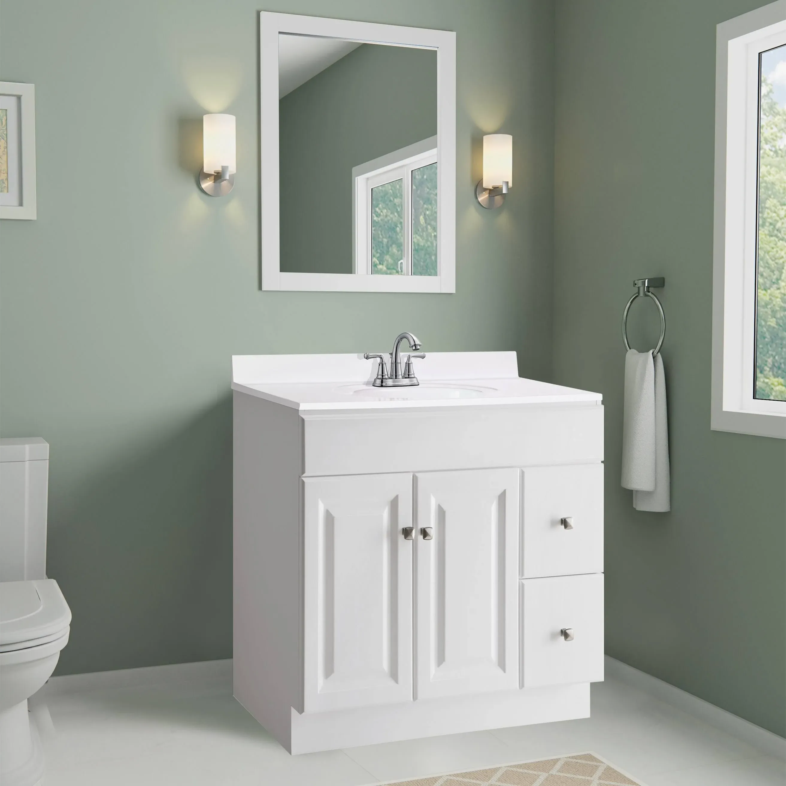 Design House 586180 White 25&#034; Cultured Marble Vanity Top With Backsplash