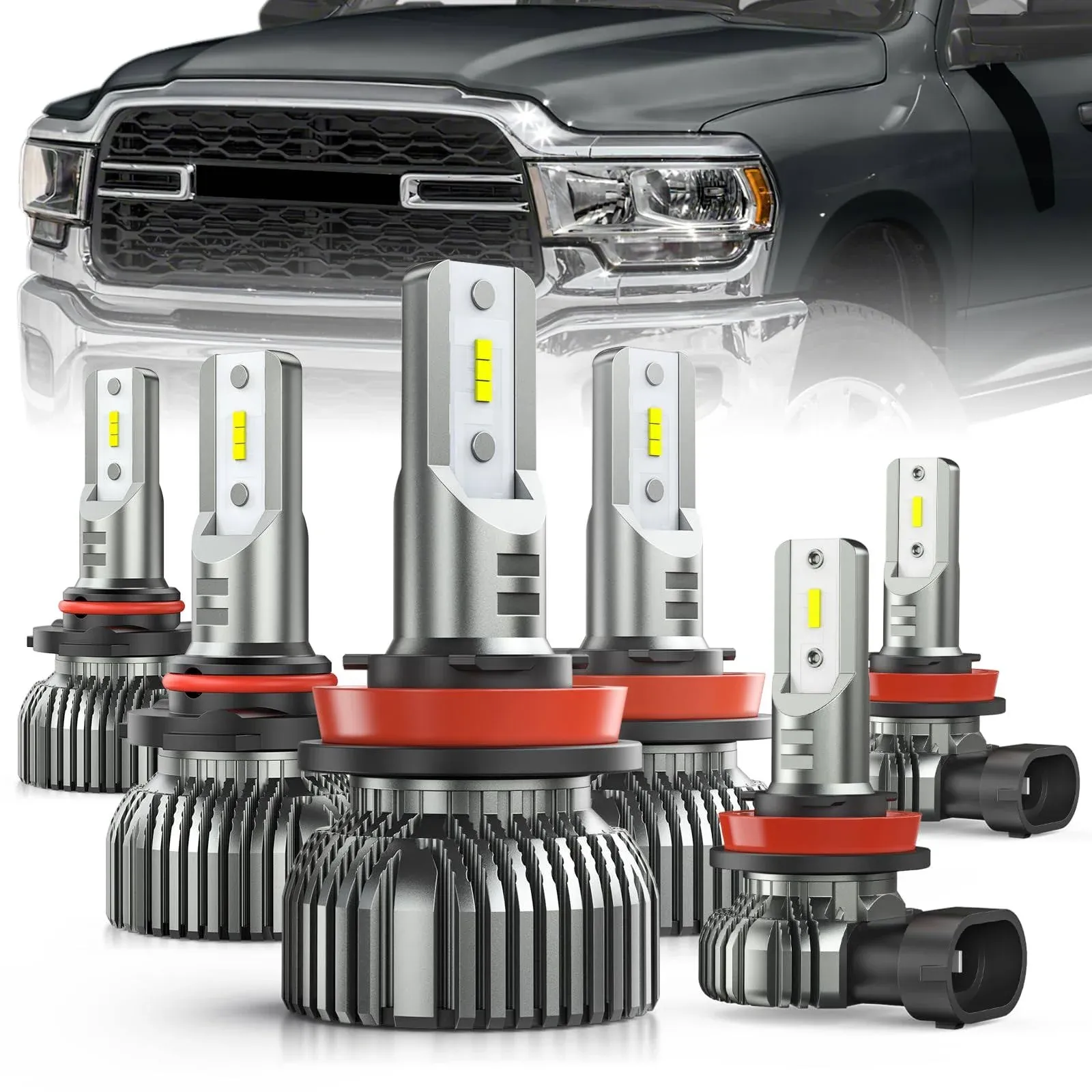 Nilight LED Headlight and Fog Light Bulbs Fits for Ram 1500 2500 3500 (2019-2022 ...