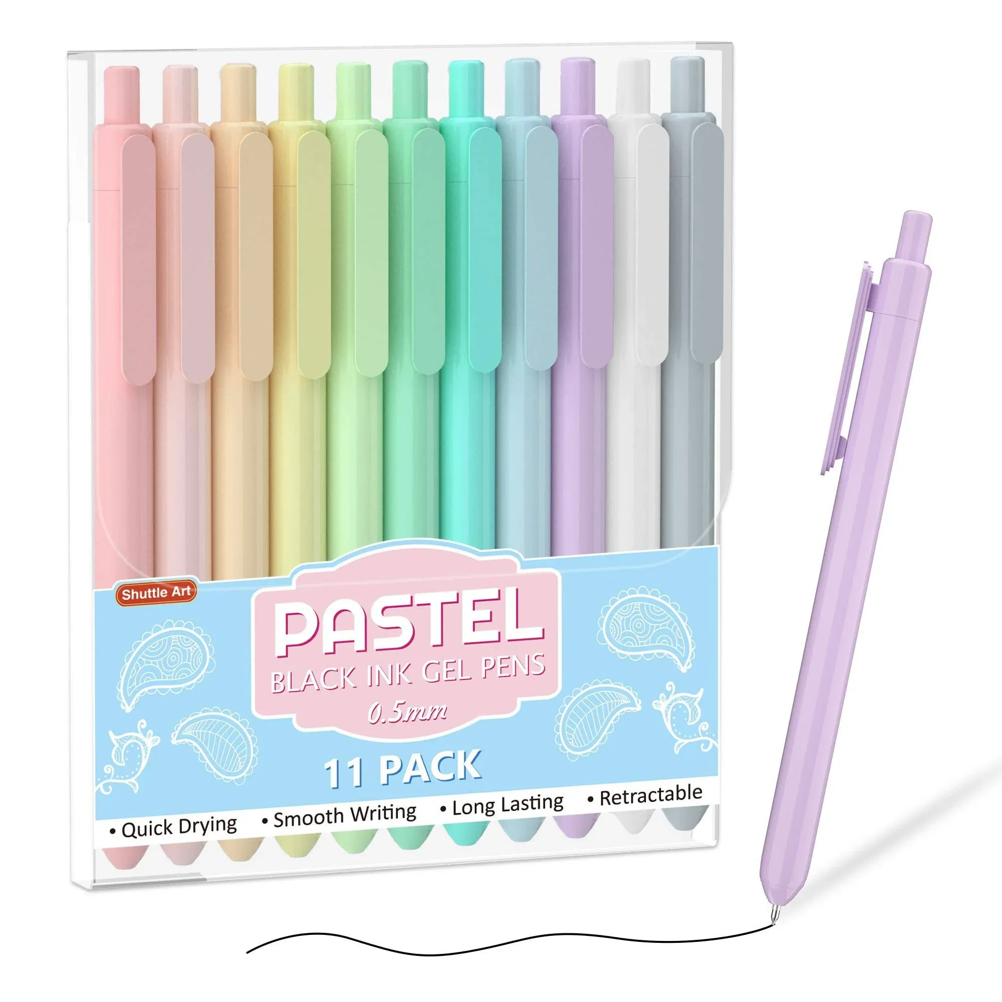 Shuttle Art Retractable Pastel Gel Ink Pens 11 Pack