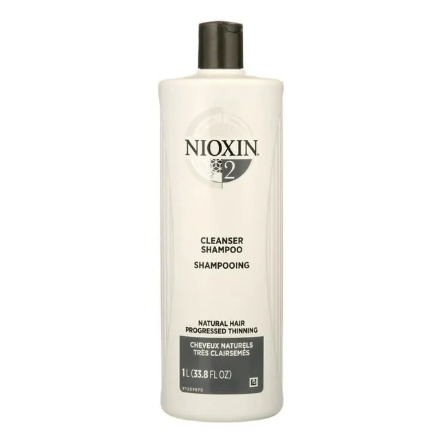 Nioxin System 2, Cleansing Shampoo With Peppermint Oil, Treats Sensitive Scalp & Provides Moisture, For Natural Hair with Progressed Thinning, Various Sizes