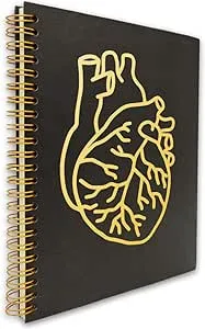 akeke Organs Anatomy Heart Hardcover Spiral Notebook/Journal, Gold Foil Words ...