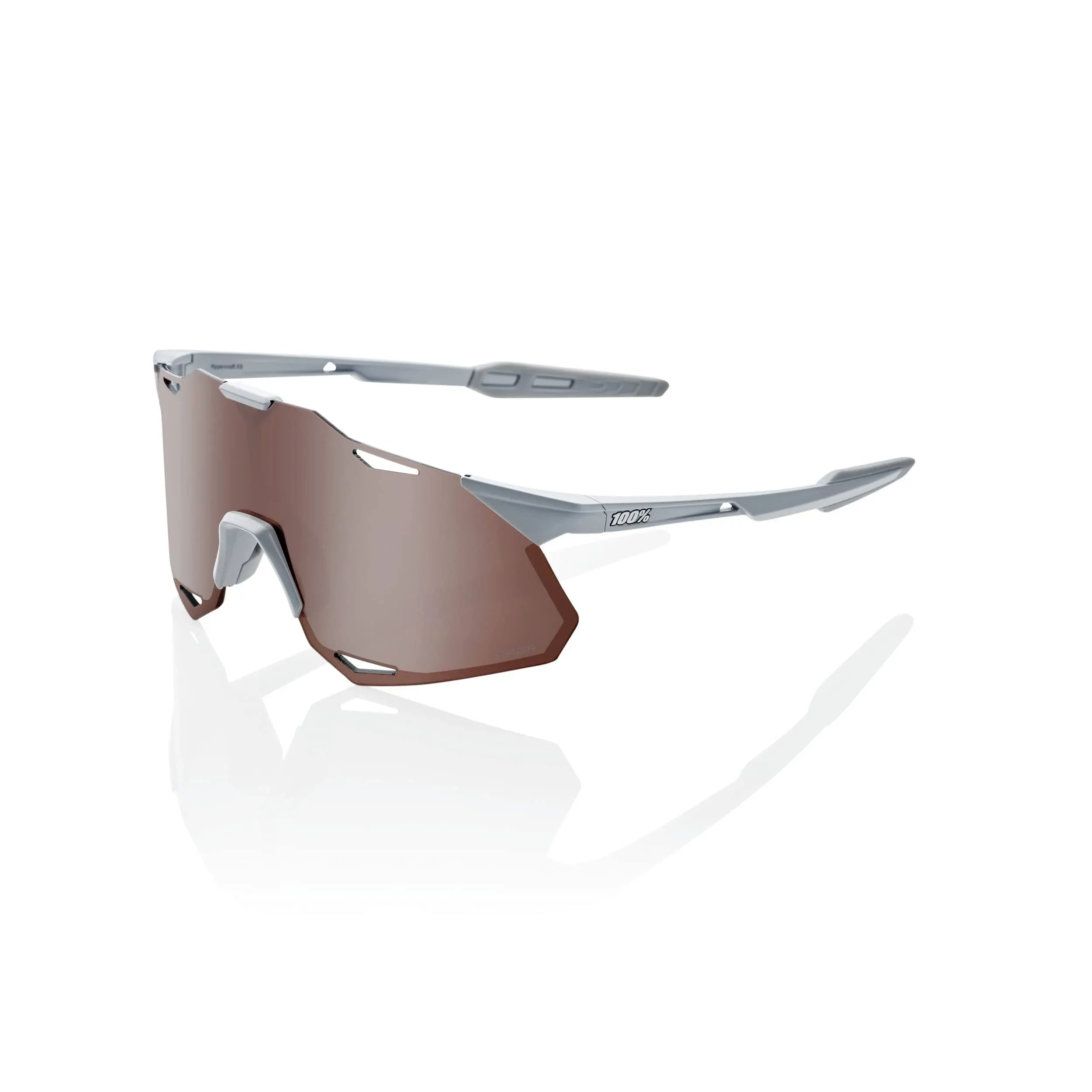 100% Hypercraft Sunglasses Matte Stone Grey; HiPER Crimson Silver Mirror