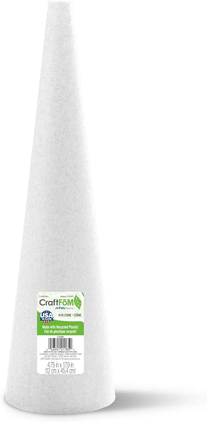 FloraCraft CraftFōM Cone 4.75 Inch x 17.9 Inch White