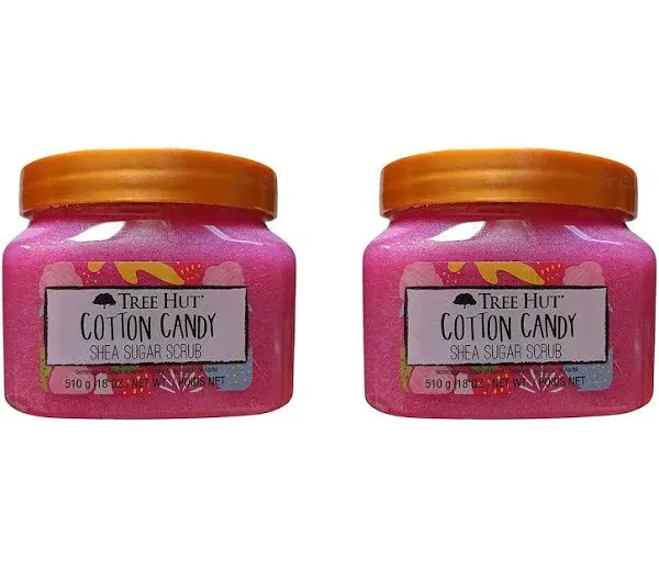 Tree Hut Cotton Candy Shea Scrub 18 oz! Made with Real Sugar, Certified Shea Butter and Strawberry Extract! Exfoliating Body Scrub! 2 Pack