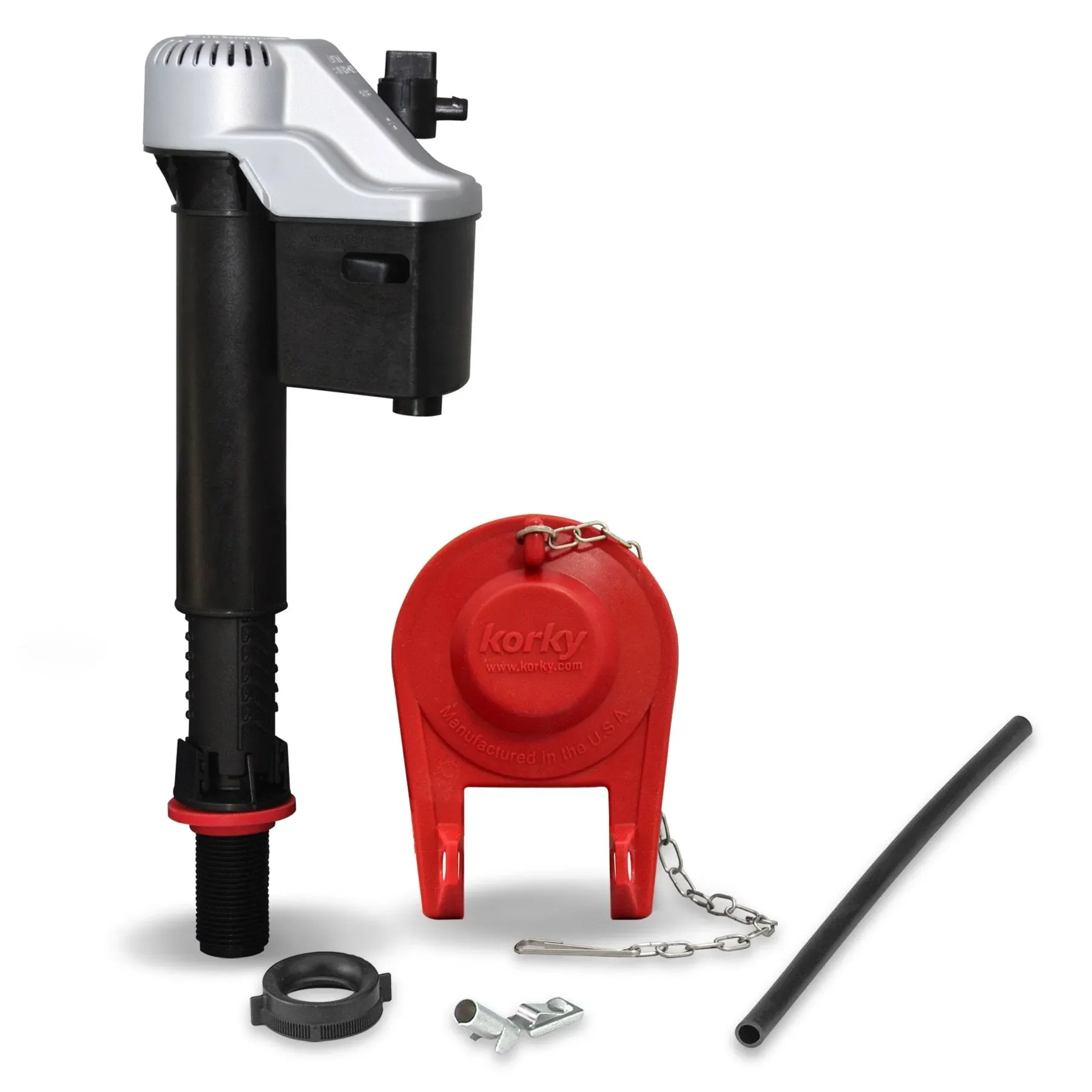 Korky 818MP Fill Valve and Flapper Kit, <1.6 gpf, Rubber Body, Black/Red/Silver, Anti-Siphon: No