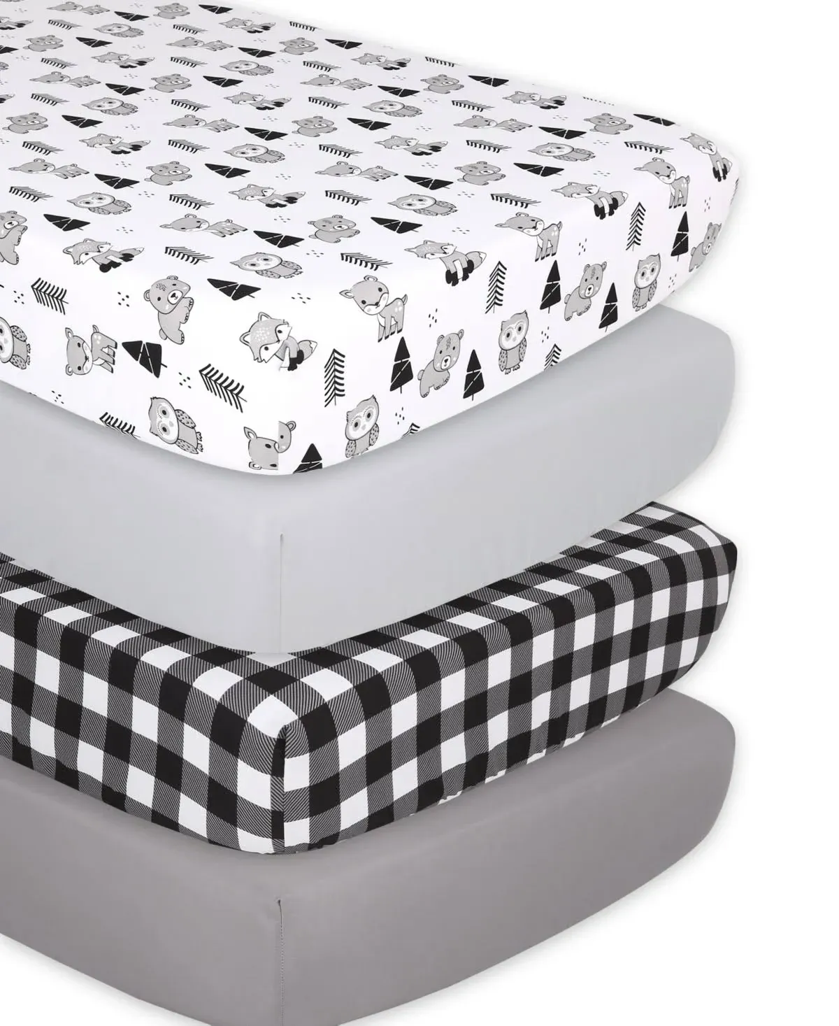 The Peanutshell Fitted Crib Sheet Set for Baby Boys or Girls - Unisex 4 Pack - W