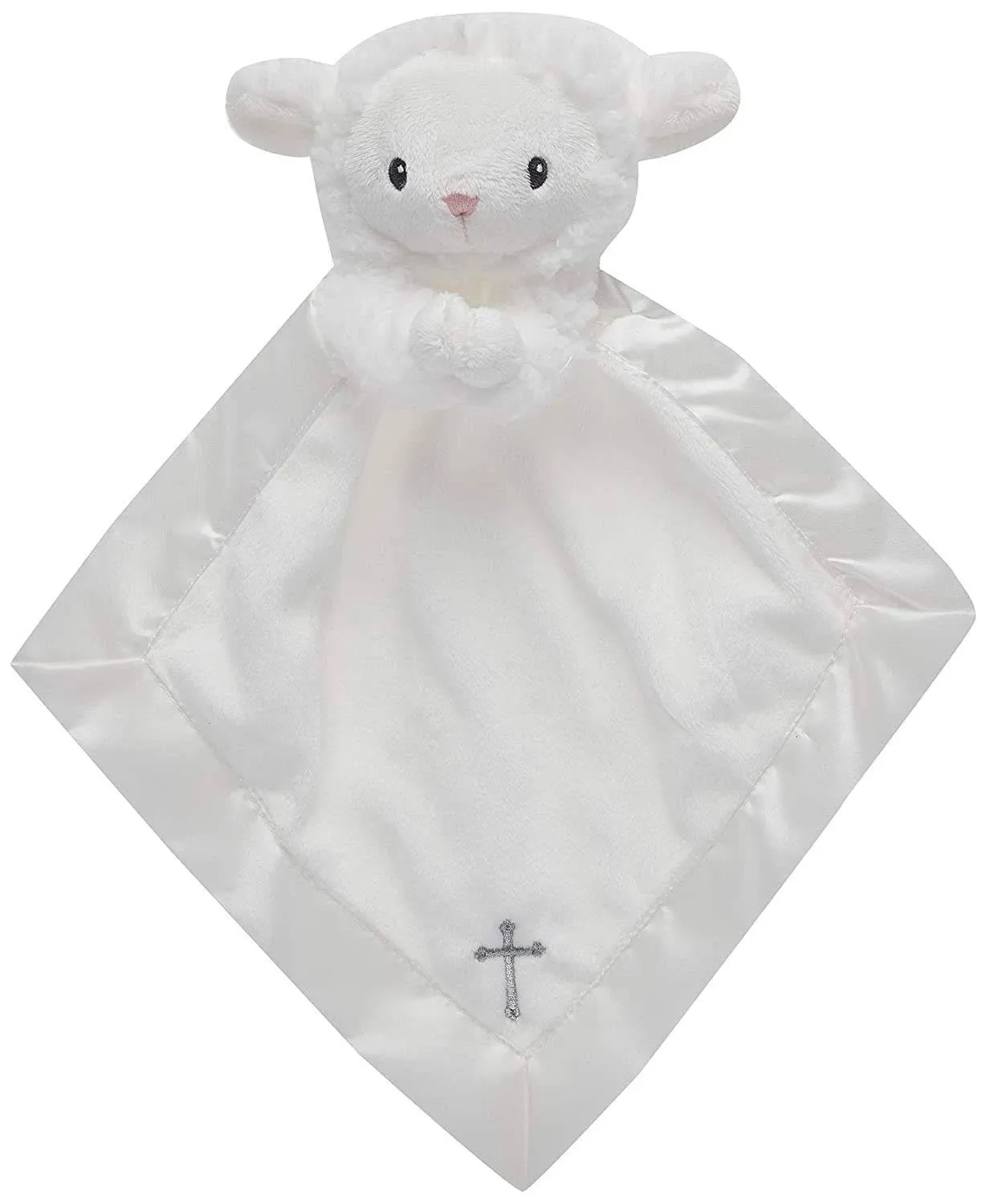 Baby Aspen Bedtime Blessings Lamb Lovie for Babies Security Blanket, Rattle, Newborn Baby Toy, White, 1 Count (Pack of 1)