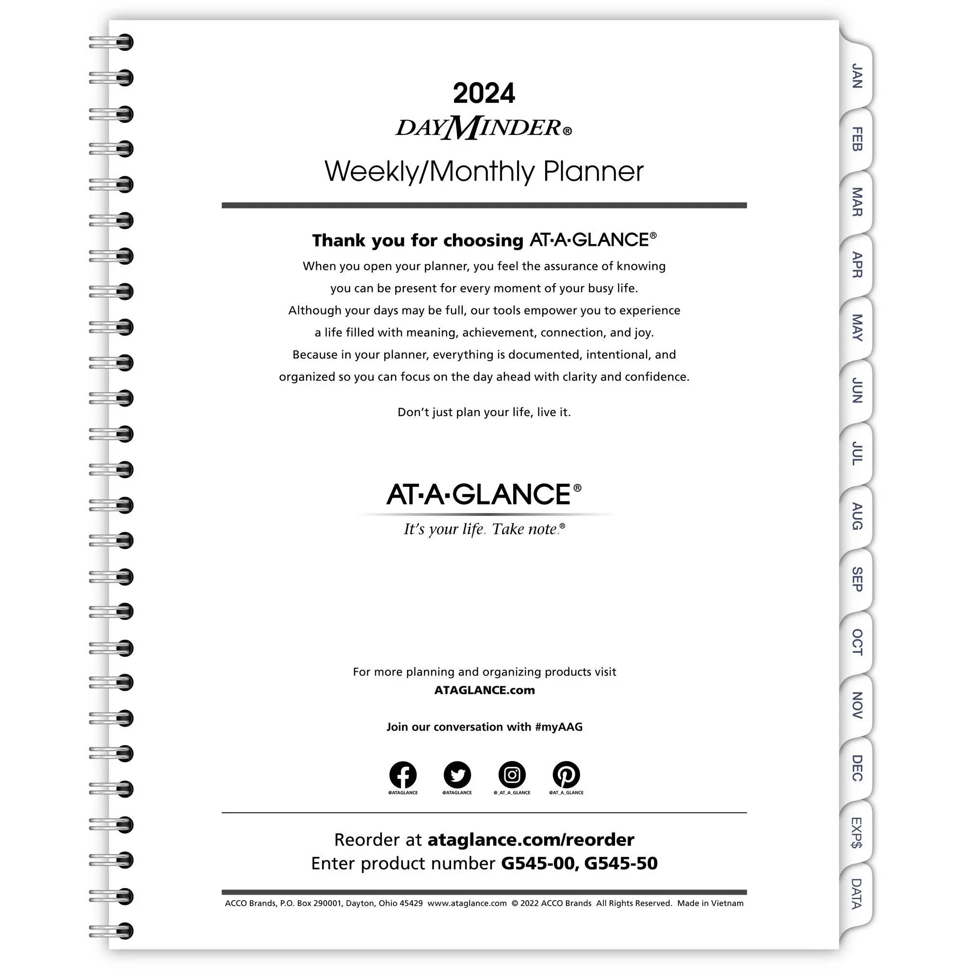 At-a-glance DayMinder Executive Weekly/Monthly Refill 2025