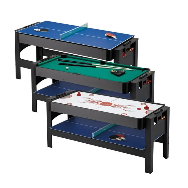 Fat Cat Flip 6' 3-in-1 Game Table, Billiard/Pool, Air Hockey, Table Tennis