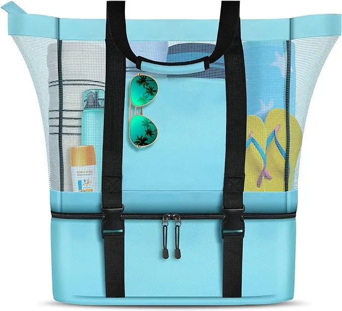 Mesh Beach Tote Bag with Detachable Beach Cooler - MAX Capacity 34L 150lbs Ultra