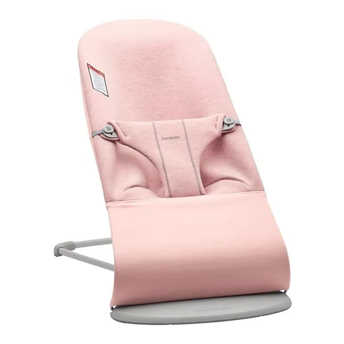 BabyBjorn Bouncer Bliss  Light Gray Frame  3D Jersey  Dusty Pink