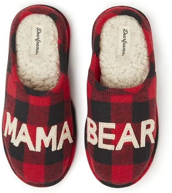 Dearfoams Women's Gifts for Mom Cute Cozy Mothers Day Mama Bear Slipper