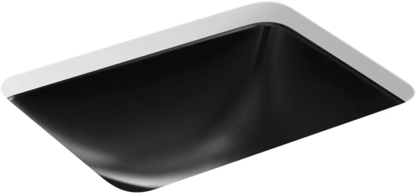 KOHLER Caxton K-20000-7 Rectangle Undermount Bathroom Sink Lavatory, Black