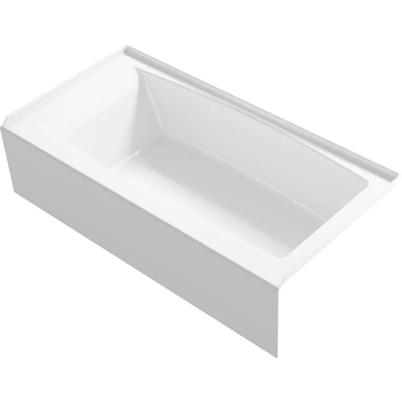 KOHLER K-26109-RA-0 Entity 60-Inch x 30-Inch Alcove Bath with Integral apron, integral flange and right hand drain, White