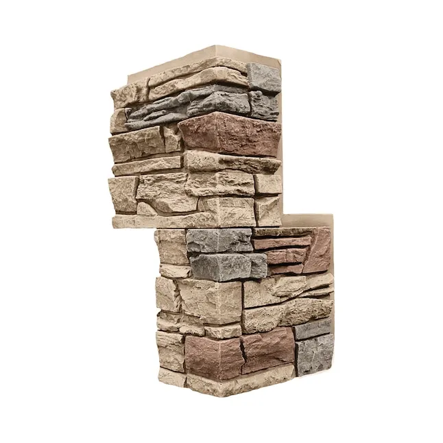 GenStone Faux Stacked Stone 90 Degree Outside Corner Panel 22.5" x 12" in Desert Sunrise Color for Do It Yourself Friendly Home Improvement Projects