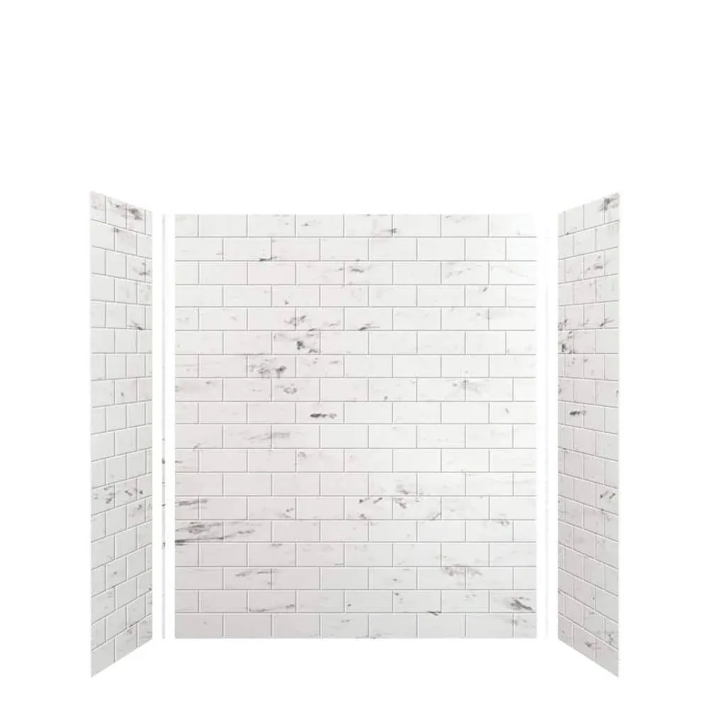 Transolid SWK603672-47 SaraMar 60"x36"x72" Shower Wall Kit, White Venito