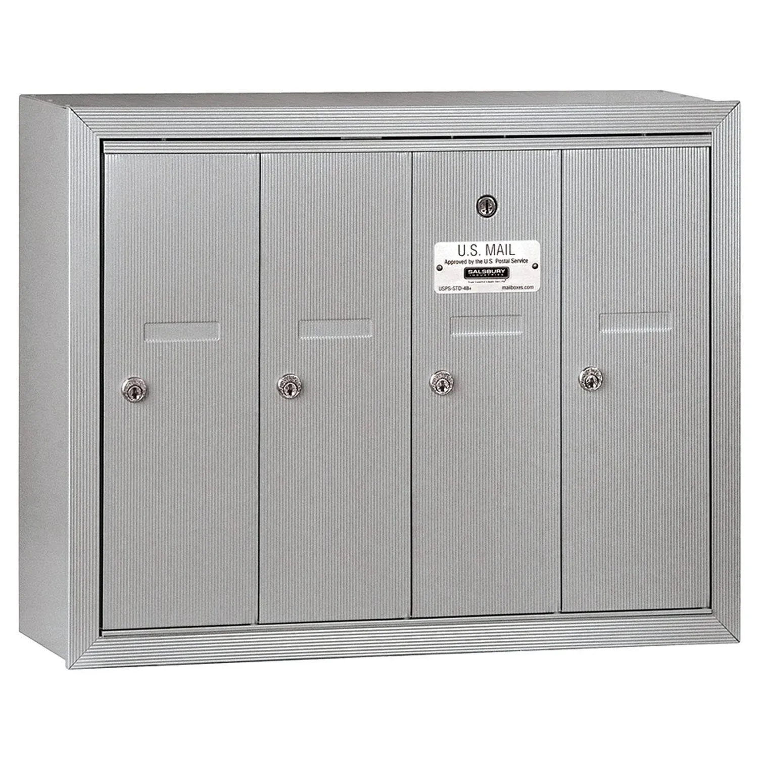 Salsbury Industries Vertical Mailbox - 4 Doors - Sandstone - Surface Mounted - USPS Access