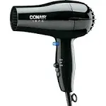 Conair - 247BW - CONAIR Hair Dryer: Black, 125 V, 6 ft Cord Lg, 2 Speeds