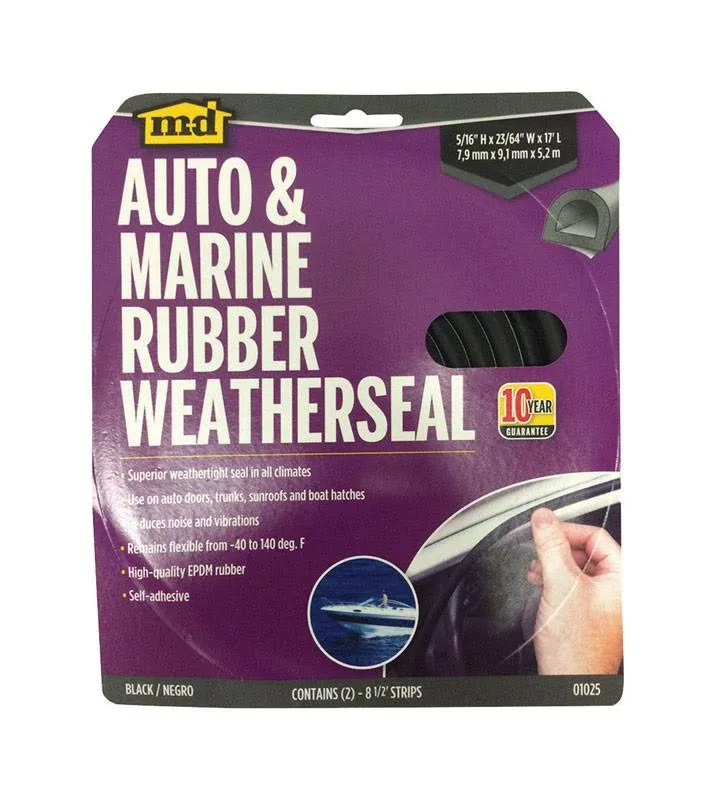 M-D Building 01025 WEATHERSTRIP, 17Feet, Black