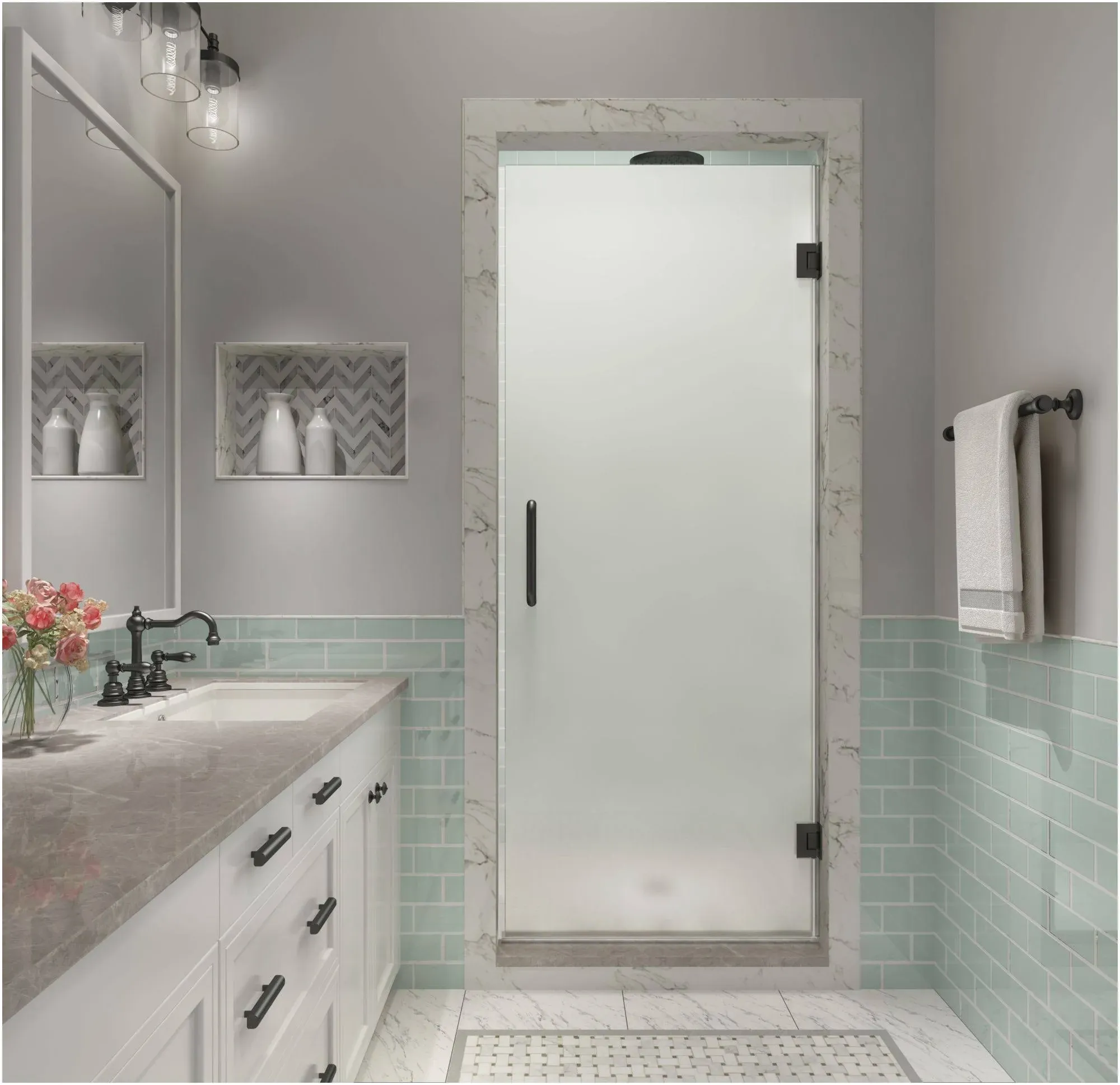 Aston Kinkade XL Hinged Frameless Shower Door SDR997 FruW-27580