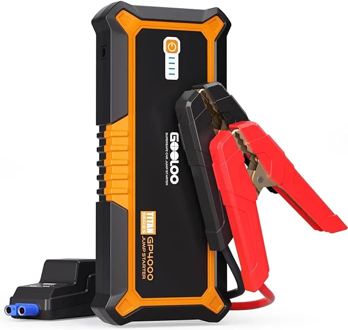 Jump Starter--GOOLOO GP4000 4000A Peak, 99.2Wh Heavy Duty Jump Box for All Gas or Up to 10.0L Diesel Engine. 12V Portable Lithium Battery Jump Starter